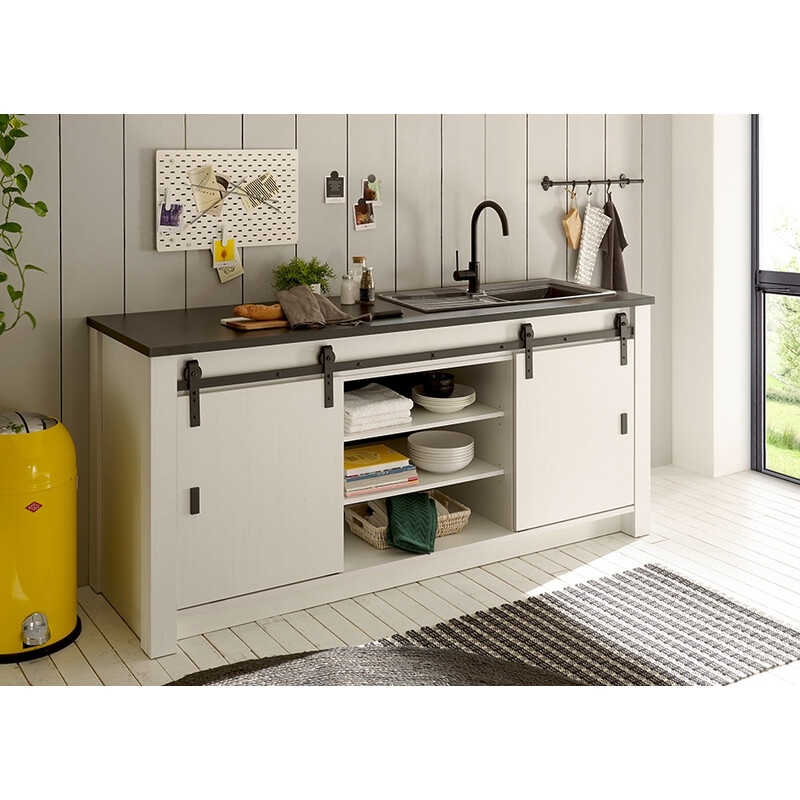 Köögikapp SHERWOOD valge mänd / hall, 201x64xH93 cm