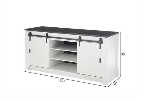 Köögikapp SHERWOOD valge mänd / hall, 201x64xH93 cm