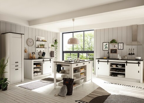 Köögikapp SHERWOOD valge mänd / hall, 201x64xH93 cm