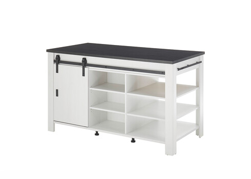 Köögisaar SHERWOOD valge mänd / hall, 162x77xH93 cm