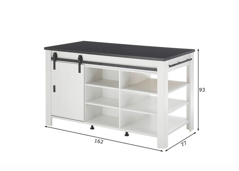 Köögisaar SHERWOOD valge mänd / hall, 162x77xH93 cm