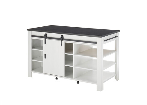 Köögisaar SHERWOOD valge mänd / hall, 162x77xH93 cm