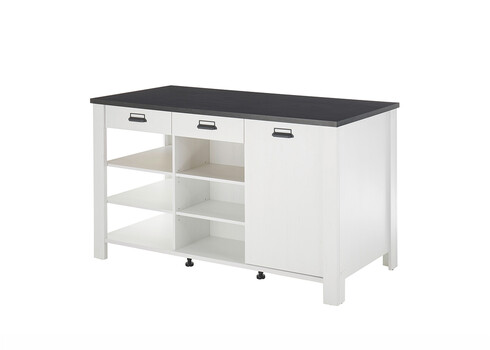 Köögisaar SHERWOOD valge mänd / hall, 162x77xH93 cm