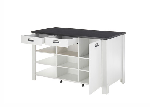 Köögisaar SHERWOOD valge mänd / hall, 162x77xH93 cm