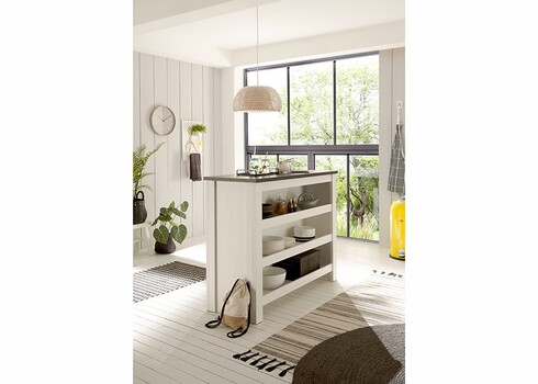 Köögikapp SHERWOOD valge mänd / hall, 130x52xH106 cm