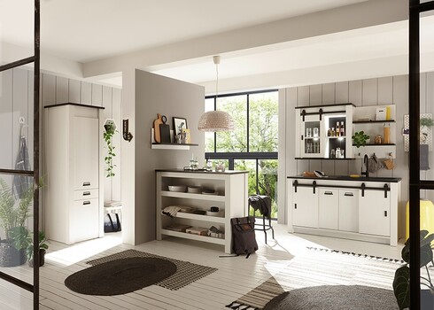 Köögikapp SHERWOOD valge mänd / hall, 130x52xH106 cm