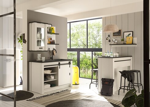 Köögiriiul SHERWOOD valge mänd / hall, 90x22xH30 cm