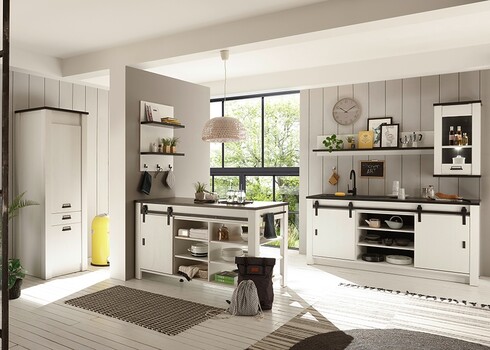 Köögiriiul SHERWOOD valge mänd / hall, 160x22xH30 cm