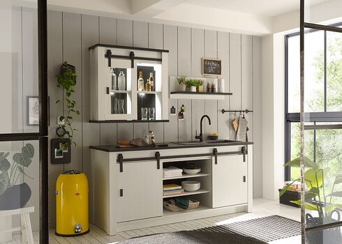 Köögiriiul SHERWOOD valge mänd / hall, 160x22xH30 cm