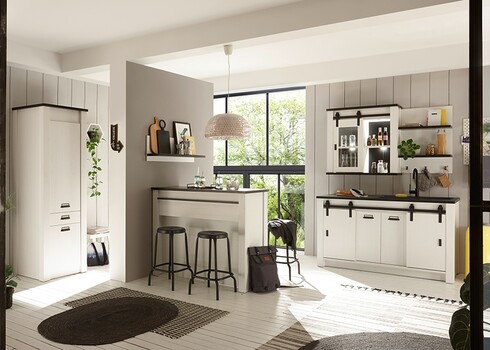 Köögiriiul SHERWOOD valge mänd / hall, 60x22xH85 cm