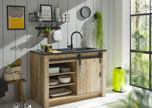 Köögikapp SHERWOOD pruun / hall, 133x64xH93 cm