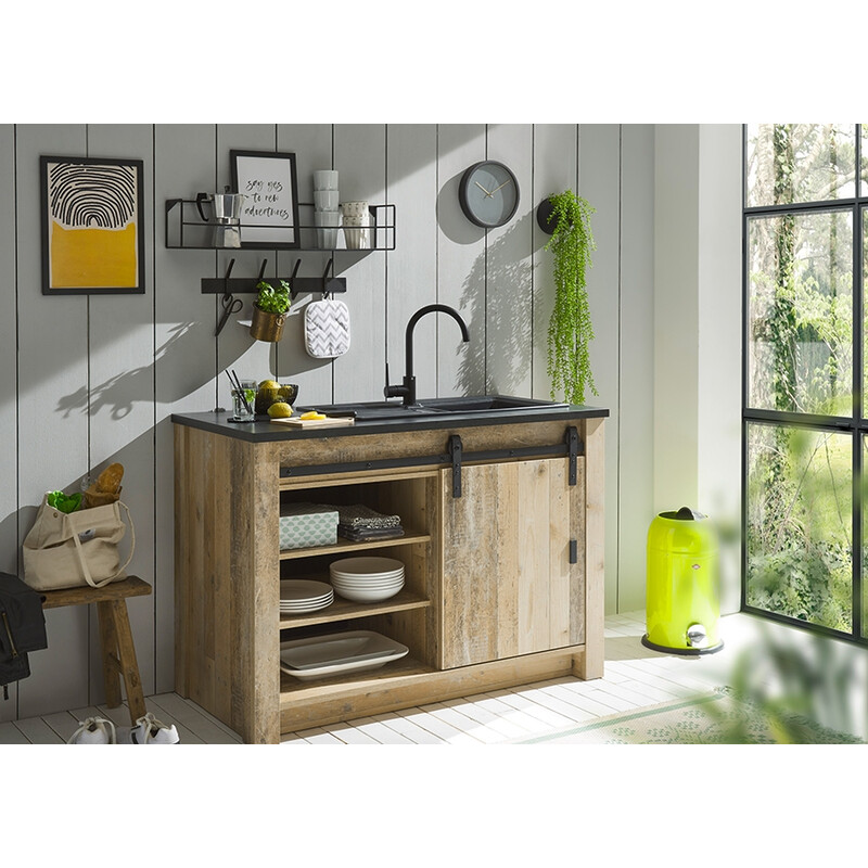 Köögikapp SHERWOOD pruun / hall, 133x64xH93 cm