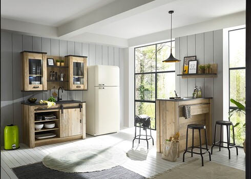 Köögikapp SHERWOOD pruun / hall, 133x64xH93 cm