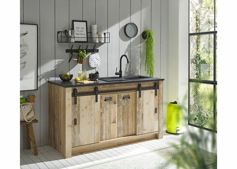 Köögikapp SHERWOOD pruun / hall, 161x64xH93 cm