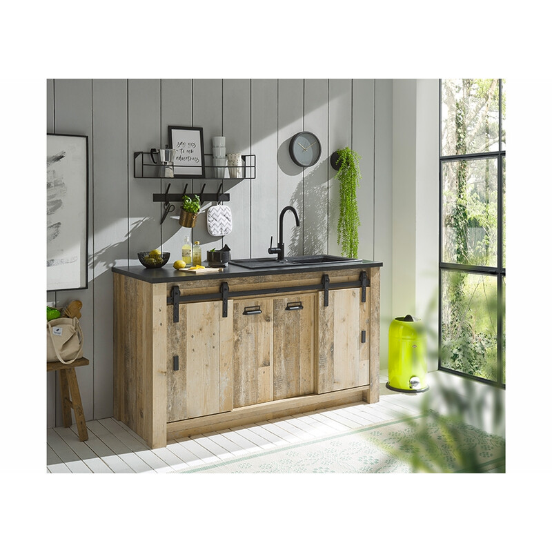 Köögikapp SHERWOOD pruun / hall, 161x64xH93 cm