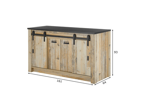 Köögikapp SHERWOOD pruun / hall, 161x64xH93 cm