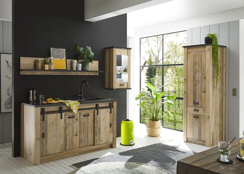 Köögikapp SHERWOOD pruun / hall, 161x64xH93 cm