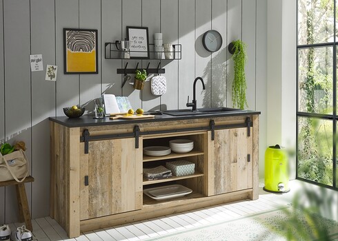 Köögikapp SHERWOOD pruun / hall, 201x64xH93 cm