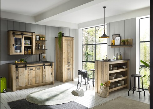 Köögikapp SHERWOOD pruun / hall, 130x52xH106 cm