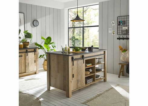 Köögisaar SHERWOOD pruun / hall, 162x77xH93 cm