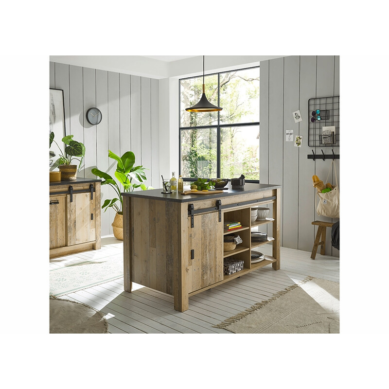 Köögisaar SHERWOOD pruun / hall, 162x77xH93 cm
