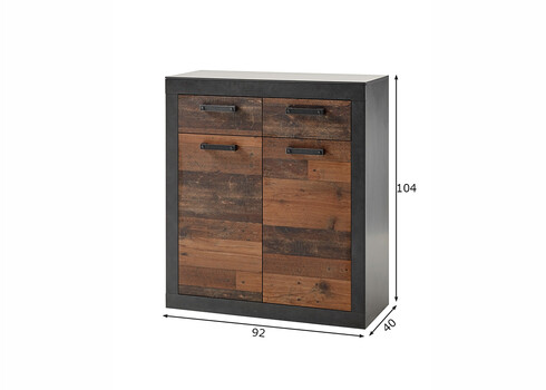 Kummut BROOKLYN pruun / hall, 92x40xH104 cm