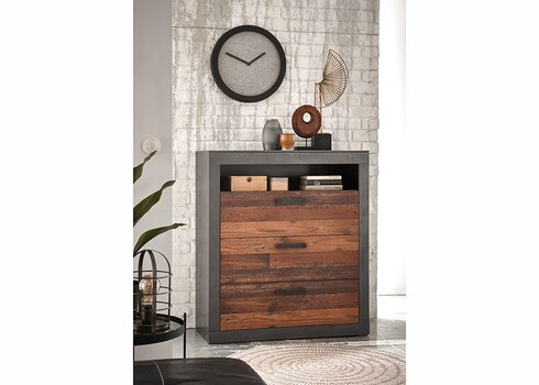 Kummut BROOKLYN pruun / hall, 92x40xH104 cm