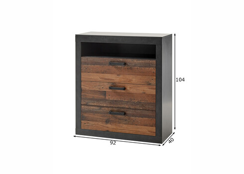 Kummut BROOKLYN pruun / hall, 92x40xH104 cm