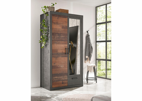 Riidekapp BROOKLYN pruun / hall, 104x62xH201 cm