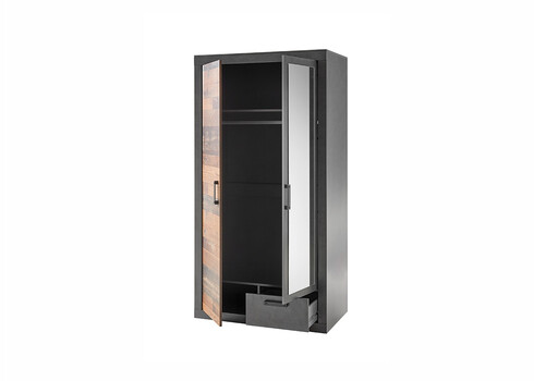 Riidekapp BROOKLYN pruun / hall, 104x62xH201 cm