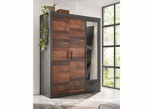 Riidekapp BROOKLYN pruun / hall, 150x62xH201 cm