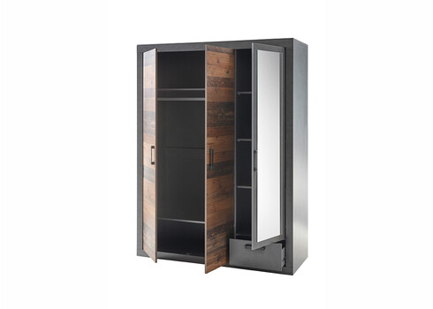 Riidekapp BROOKLYN pruun / hall, 150x62xH201 cm