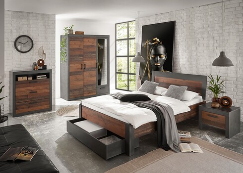 Voodi BROOKLYN pruun / hall, 146x210xH88 cm