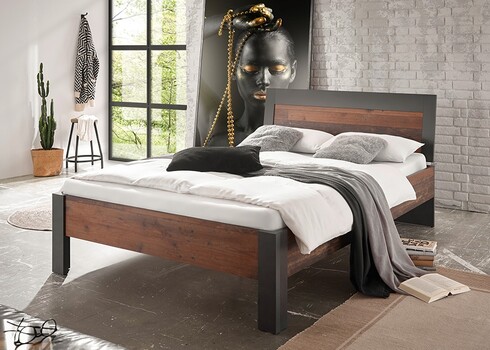 Voodi BROOKLYN pruun / hall, 146x210xH88 cm
