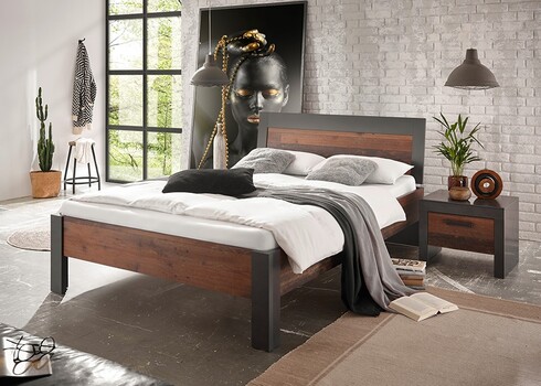 Voodi BROOKLYN pruun / hall, 146x210xH88 cm