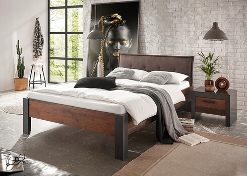 Voodi BROOKLYN pruun / hall, 146x210xH88 cm