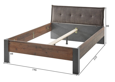 Voodi BROOKLYN pruun / hall, 146x210xH88 cm