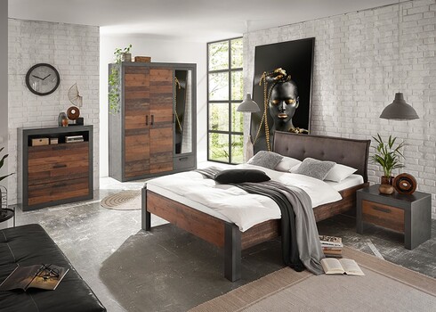 Voodi BROOKLYN pruun / hall, 146x210xH88 cm