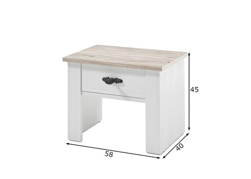 Öökapp FLORENZ valge mänd / mänd, 58x40xH45 cm