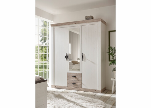 Riidekapp FLORENZ valge mänd / mänd, 169x60xH201 cm