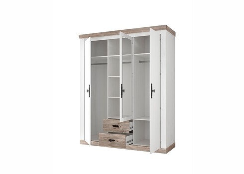 Riidekapp FLORENZ valge mänd / mänd, 169x60xH201 cm