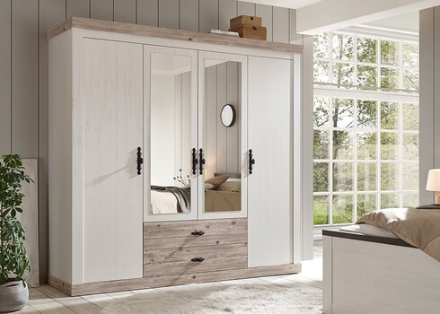 Riidekapp FLORENZ valge mänd / mänd, 217x60xH201 cm