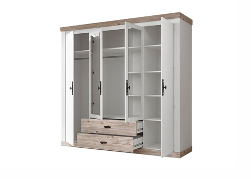 Riidekapp FLORENZ valge mänd / mänd, 217x60xH201 cm