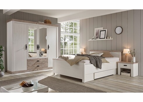 Riidekapp FLORENZ valge mänd / mänd, 217x60xH201 cm