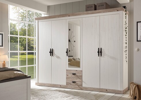 Riidekapp FLORENZ valge mänd / mänd, 265x60xH201 cm