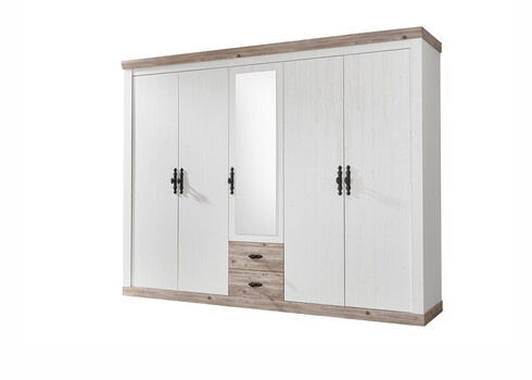 Riidekapp FLORENZ valge mänd / mänd, 265x60xH201 cm