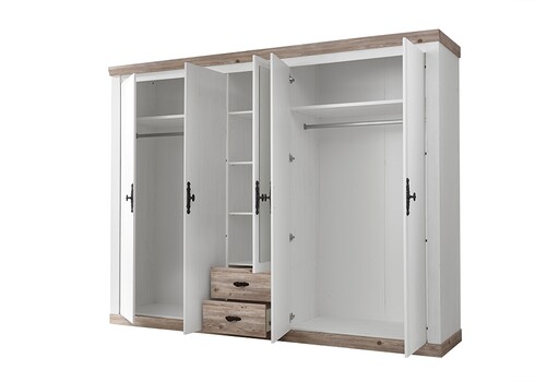 Riidekapp FLORENZ valge mänd / mänd, 265x60xH201 cm