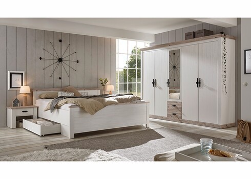 Riidekapp FLORENZ valge mänd / mänd, 265x60xH201 cm