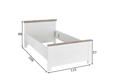 Voodi FLORENZ valge mänd / mänd, 115x208xH86 cm