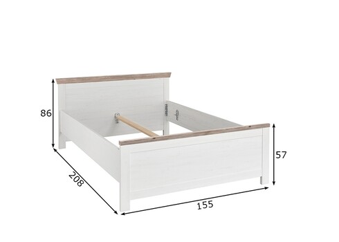 Voodi FLORENZ valge mänd / mänd, 155x208xH86 cm